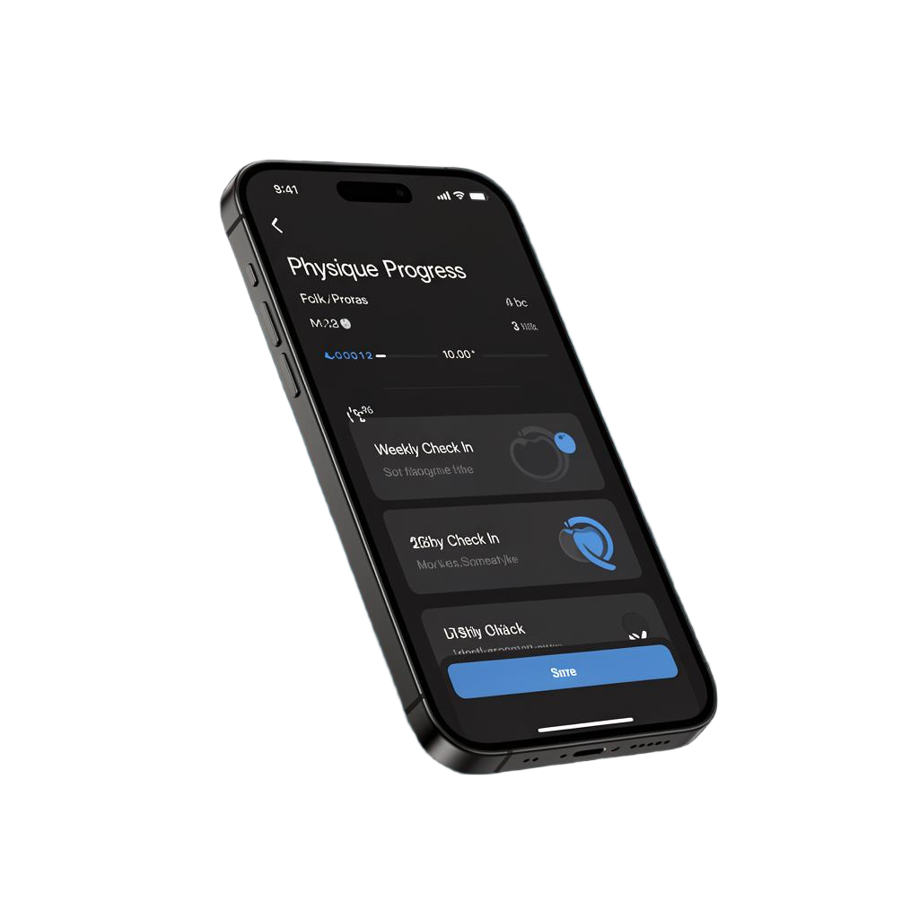 PhysiqueLens app on iPhone showing physique progress dashboard